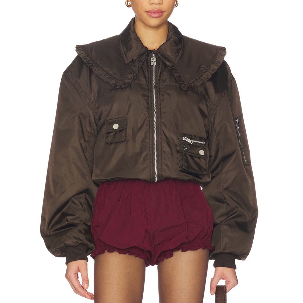 Duchesse Nylon Bomber Jacket in Demitasse
Ganni
